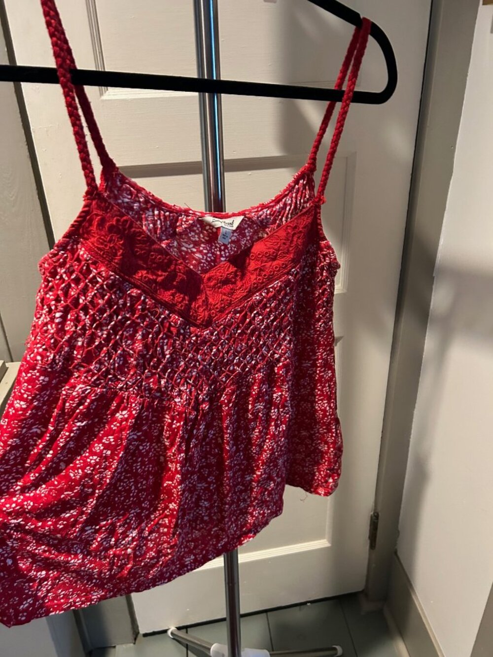 Red cotton Lucky Brand tank top women size L